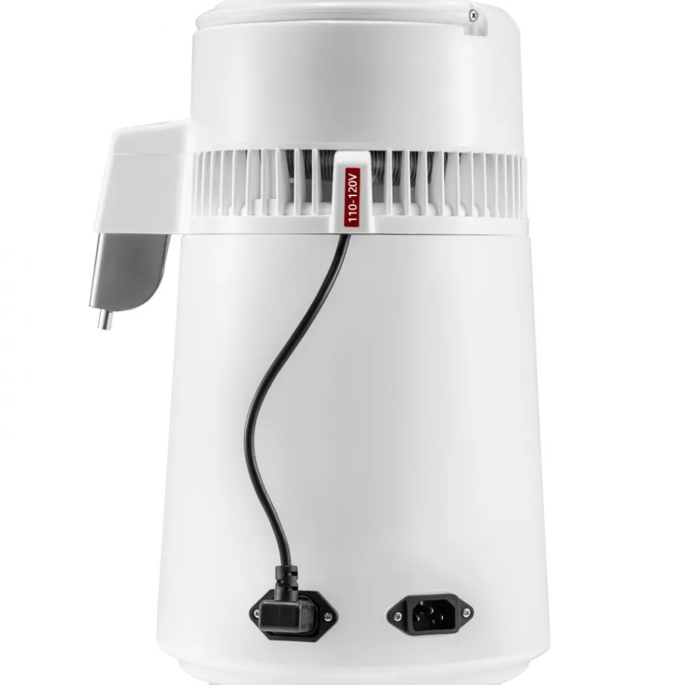 VEVOR 1.1Gal Water Distiller, 0.3Gal/H, 750W Distilled Water Maker Machine 0-99H Timing Dual Temp Display, 304 Stainless Steel Countertop Distiller Glass Carafe Cleaning Powder 3 Carbon Packs, Red