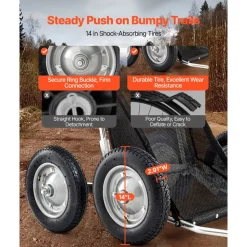 VEVOR Game Carts for Hunting, 500LBS Deer Cart Game Hauler, Heavy-Duty Crawler Cart, All-Terrain Folding Deer Hauling Cart with Shock-Absorbing Tires, Utility Gear Dolly for Hunting Fishing Hiking