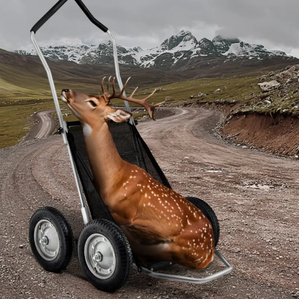 VEVOR Game Carts for Hunting, 500LBS Deer Cart Game Hauler, Heavy-Duty Crawler Cart, All-Terrain Folding Deer Hauling Cart with Shock-Absorbing Tires, Utility Gear Dolly for Hunting Fishing Hiking