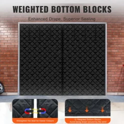 VEVOR Garage Door Screen for Winter, 10x8FT, Garage Door Insulation Kit, Magnetic Thermal Insulated Door Curtain with 300D Oxford Fabric Heavy Duty Weighted Bottom, Easy Assembly for Garage Door