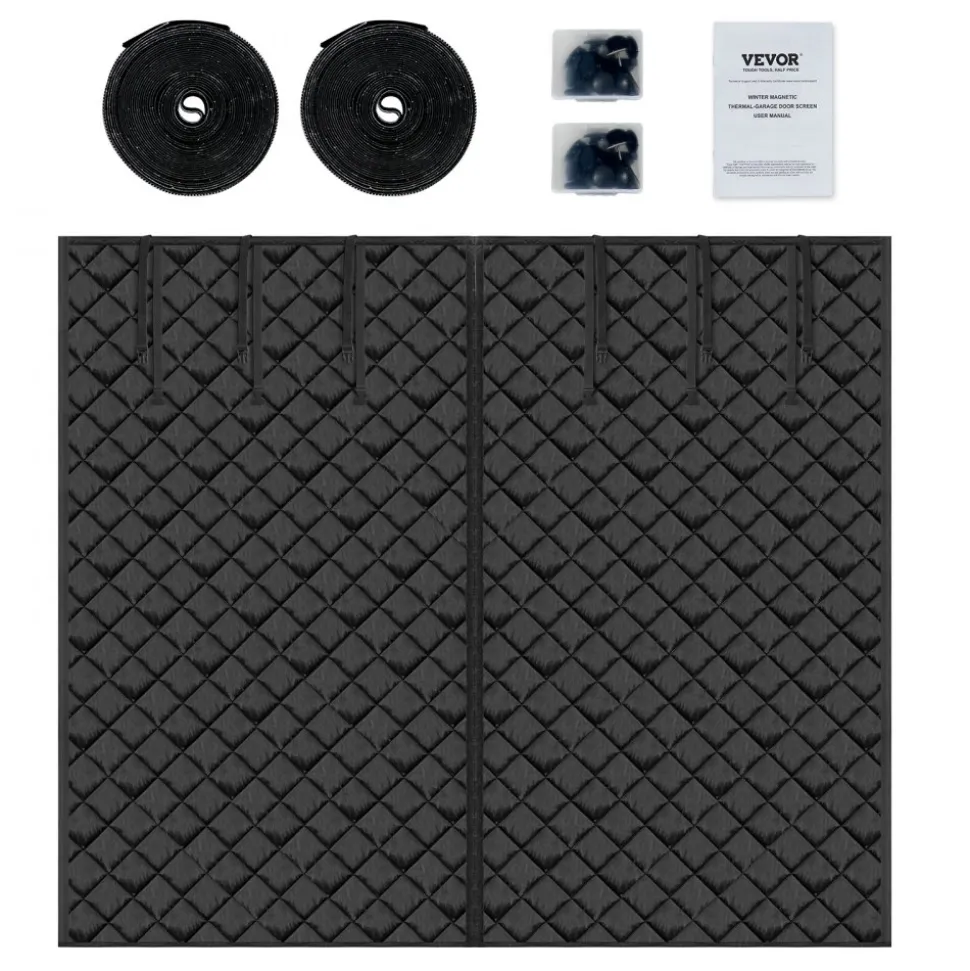 VEVOR Garage Door Screen for Winter, 10x8FT, Garage Door Insulation Kit, Magnetic Thermal Insulated Door Curtain with 300D Oxford Fabric Heavy Duty Weighted Bottom, Easy Assembly for Garage Door