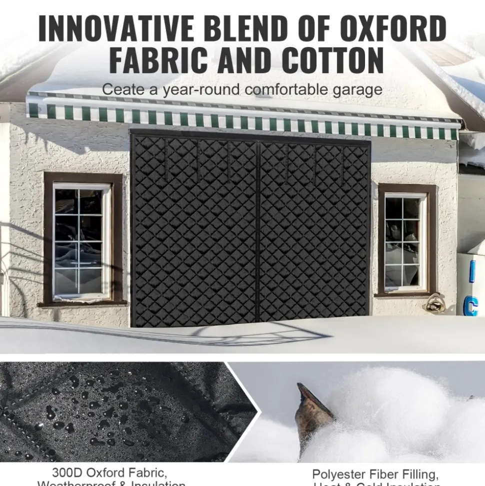 VEVOR Garage Door Screen for Winter, 10x8FT, Garage Door Insulation Kit, Magnetic Thermal Insulated Door Curtain with 300D Oxford Fabric Heavy Duty Weighted Bottom, Easy Assembly for Garage Door