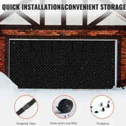 VEVOR Garage Door Screen for Winter, 18x7FT, Garage Door Insulation Kit, Magnetic Thermal Insulated Door Curtain with 300D Oxford Fabric Heavy Duty Weighted Bottom, Easy Assembly for Garage Door