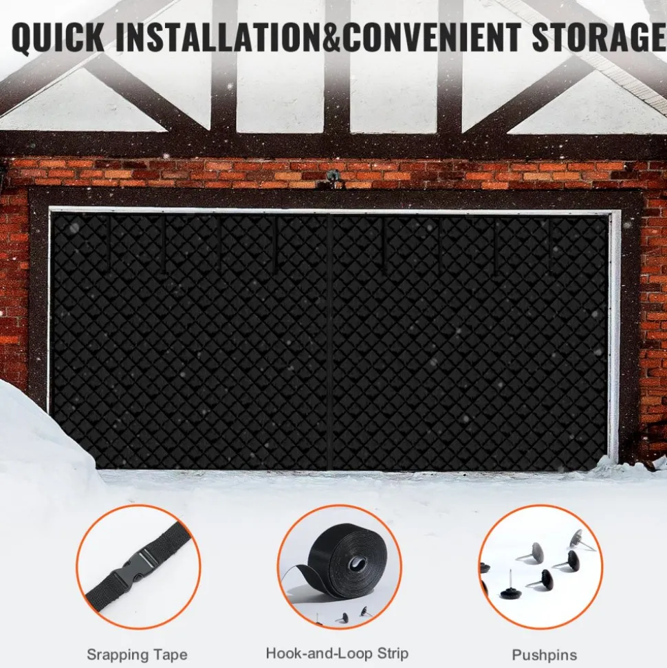 VEVOR Garage Door Screen for Winter, 18x7FT, Garage Door Insulation Kit, Magnetic Thermal Insulated Door Curtain with 300D Oxford Fabric Heavy Duty Weighted Bottom, Easy Assembly for Garage Door