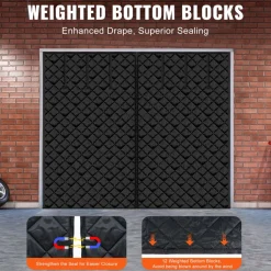 VEVOR Garage Door Screen for Winter, 8x7FT, Garage Door Insulation Kit, Magnetic Thermal Insulated Door Curtain with 300D Oxford Fabric Heavy Duty Weighted Bottom, Easy Assembly for Garage Door