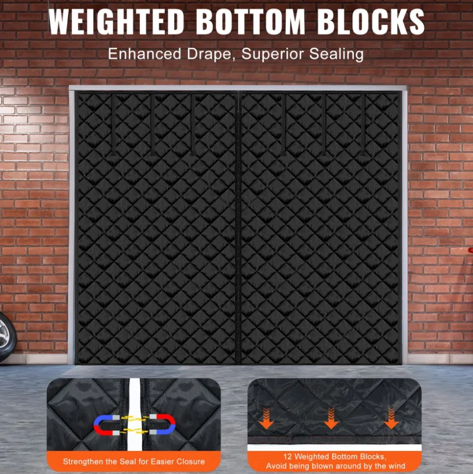 VEVOR Garage Door Screen for Winter, 9x7FT, Garage Door Insulation Kit, Magnetic Thermal Insulated Door Curtain with 300D Oxford Fabric Heavy Duty Weighted Bottom, Easy Assembly for Garage Door