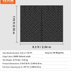 VEVOR Garage Door Screen for Winter, 8x7FT, Garage Door Insulation Kit, Magnetic Thermal Insulated Door Curtain with 300D Oxford Fabric Heavy Duty Weighted Bottom, Easy Assembly for Garage Door