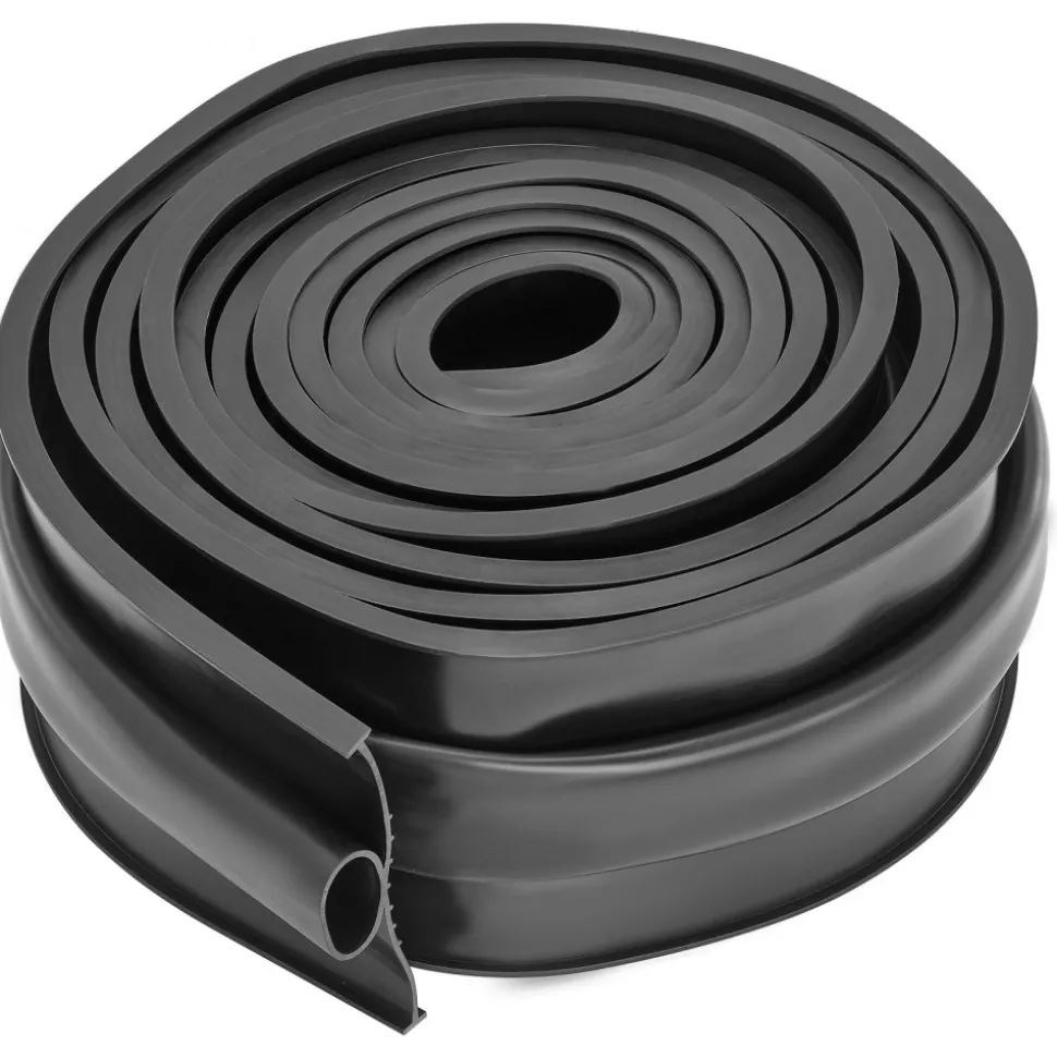 VEVOR Garage Door Seals Bottom Rubber, U Shape +O Ring Combination Garage Door Weather Stripping with Pre-drilled Aluminum Track Retainer Kit, 5/16 inch T-ends and 3 3/4 inch Width (16 Ft, Black)