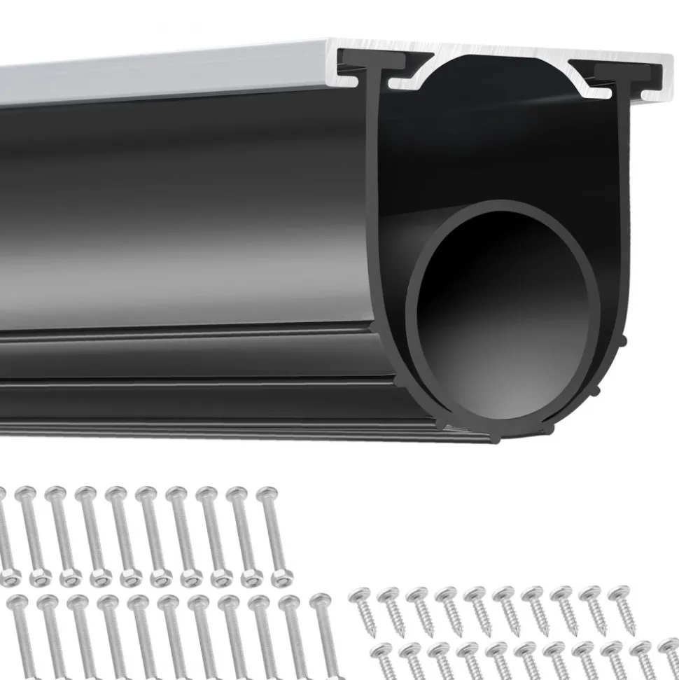 VEVOR Garage Door Seals Bottom Rubber, U Shape +O Ring Combination Garage Door Weather Stripping with Pre-drilled Aluminum Track Retainer Kit, 5/16 inch T-ends and 3 3/4 inch Width (16 Ft, Black)