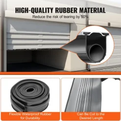 VEVOR Garage Door Seals Bottom Rubber, U Shape +O Ring Combination Garage Door Weather Stripping with Pre-drilled Aluminum Track Retainer Kit, 5/16 inch T-ends and 3 3/4 inch Width (16 Ft, Black)