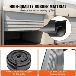 VEVOR Garage Door Seals Bottom Rubber, U Shape +O Ring Garage Door Weather Stripping, Universal Weatherproof Threshold Buffering Sealing Rubber , 5/16 inch T-ends and 3 3/4 inch Width (10 Ft, Black)