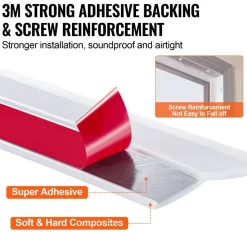 VEVOR Garage Door Seal Top and Sides Seal Strip, 34 FT Universal Weather Stripping Replacement Soft and Hard Composite, Weatherproofing Garage Door TPE Seals with Adhesive Backed and Screws, White