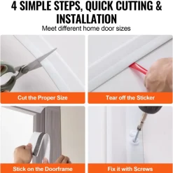 VEVOR Garage Door Seal Top and Sides Seal Strip, 34 FT Universal Weather Stripping Replacement Soft and Hard Composite, Weatherproofing Garage Door TPE Seals with Adhesive Backed and Screws, White
