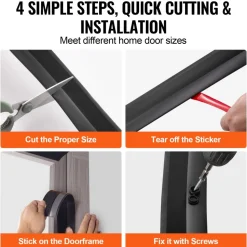 VEVOR Garage Door Seal Top and Sides Seal Strip, 20 FT Universal Weather Stripping Replacement Soft and Hard Composite, Weatherproofing Garage Door TPE Seals with Adhesive Backed and Screws, Black