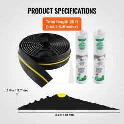 VEVOR Garage Door Threshold and Bottom Seals Kit, 16 FT U Shape+O Ring Universal Garage Door Bottom Seal Weatherstrip PVC, Combine with Weatherproof Garage Threshold Seal Strip with Adhesive, Black