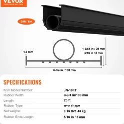 VEVOR Garage Door Threshold and Bottom Seals Kit, 16 FT U Shape+O Ring Universal Garage Door Bottom Seal Weatherstrip PVC, Combine with Weatherproof Garage Threshold Seal Strip with Adhesive, Black
