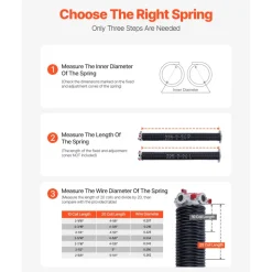 VEVOR Garage Door Torsion Springs, Pair of 0.225 x 2 x 24 in, 16000 Cycles, Electrophoresis Black Coated for Replacement, Garage Door Springs with Non-Slip Winding Bars, Gloves and Mounting Wrench