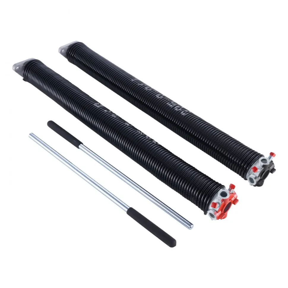 VEVOR Garage Door Torsion Springs, Pair of 0.225 x 2 x 24 in, 16000 Cycles, Electrophoresis Black Coated for Replacement, Garage Door Springs with Non-Slip Winding Bars, Gloves and Mounting Wrench