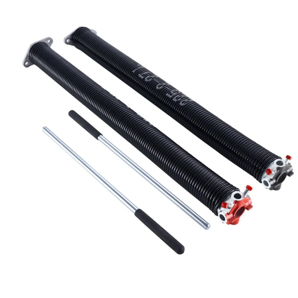 VEVOR Garage Door Torsion Springs, Pair of 0.207 x 2 x 24 in, 16000 Cycles, Electrophoresis Black Coated for Replacement, Garage Door Springs with Non-Slip Winding Bars, Gloves and Mounting Wrench