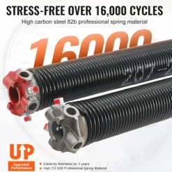 VEVOR Garage Door Torsion Springs, Pair of 0.207 x 2 x 22inch, 16000 Cycles, Garage Door Springs with Non-Slip Winding Bars, Gloves and Mounting Wrench, Electrophoresis Coated for Replacement