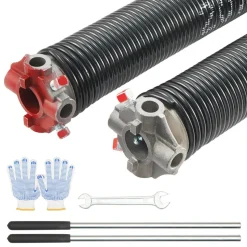 VEVOR Garage Door Torsion Springs, Pair of 0.207 x 2 x 22inch, 16000 Cycles, Garage Door Springs with Non-Slip Winding Bars, Gloves and Mounting Wrench, Electrophoresis Coated for Replacement