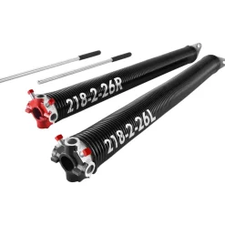 VEVOR Garage Door Torsion Springs, Pair of 0.218 x 2 x 26 in, 16000 Cycles, Electrophoresis Black Coated for Replacement, Garage Door Springs with Non-Slip Winding Bars, Gloves and Mounting Wrench