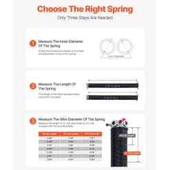 VEVOR Garage Door Torsion Springs, Pair of 0.218 x 2 x 26 in, 16000 Cycles, Electrophoresis Black Coated for Replacement, Garage Door Springs with Non-Slip Winding Bars, Gloves and Mounting Wrench