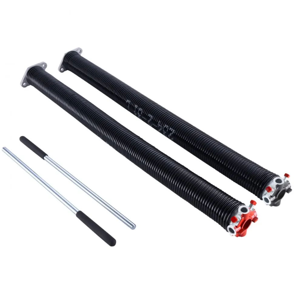 VEVOR Garage Door Torsion Springs, Pair of 0.25 x 2 x 32 in, 16000 Cycles, Electrophoresis Black Coated for Replacement, Garage Door Springs with Non-Slip Winding Bars, Gloves and Mounting Wrench