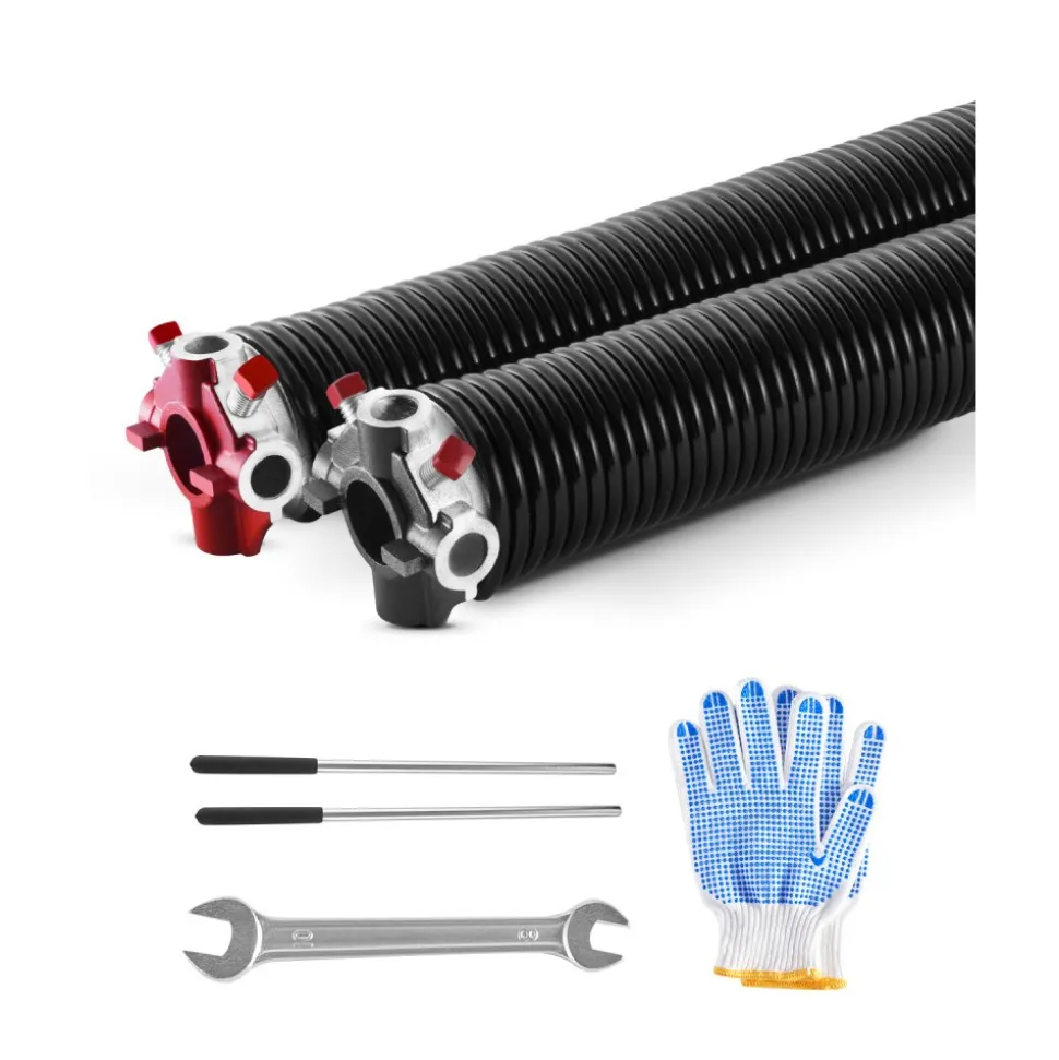 VEVOR Garage Door Torsion Springs, Pair of 0.25 x 2 x 32 in, 16000 Cycles, Electrophoresis Black Coated for Replacement, Garage Door Springs with Non-Slip Winding Bars, Gloves and Mounting Wrench