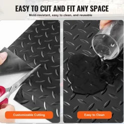 VEVOR Garage Floor Mat, 157.48 x 59.05 inch PVC Garage Flooring Roll, Non-slip Diamond Texture, 64.58 sq.ft Covering Space, Garage Mats for Under Cars, for Gyms Boats Car Trailer, Silver
