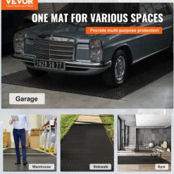 VEVOR Garage Floor Mat, 157.48 x 59.05 inch PVC Garage Flooring Roll, Non-slip Diamond Texture, 64.58 sq.ft Covering Space, Garage Mats for Under Cars, for Gyms Boats Car Trailer, Silver