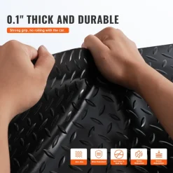 VEVOR Garage Floor Mat, 204.72 x 43.31 inch PVC Garage Flooring Roll, Non-slip Diamond Texture, 123.14 sq.ft Covering Space, Garage Mats for Under Cars, for Gyms Boats Car Trailer, Black