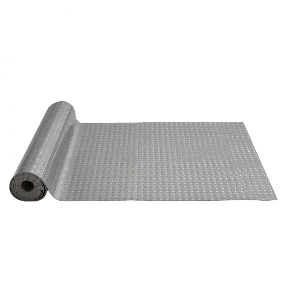 VEVOR Garage Floor Mat, 228.35 x 59.05 inch PVC Garage Flooring Roll, Non-slip Diamond Texture, 93.65 sq.ft Covering Space, Garage Mats for Under Cars, for Gyms Boats Car Trailer, Silver