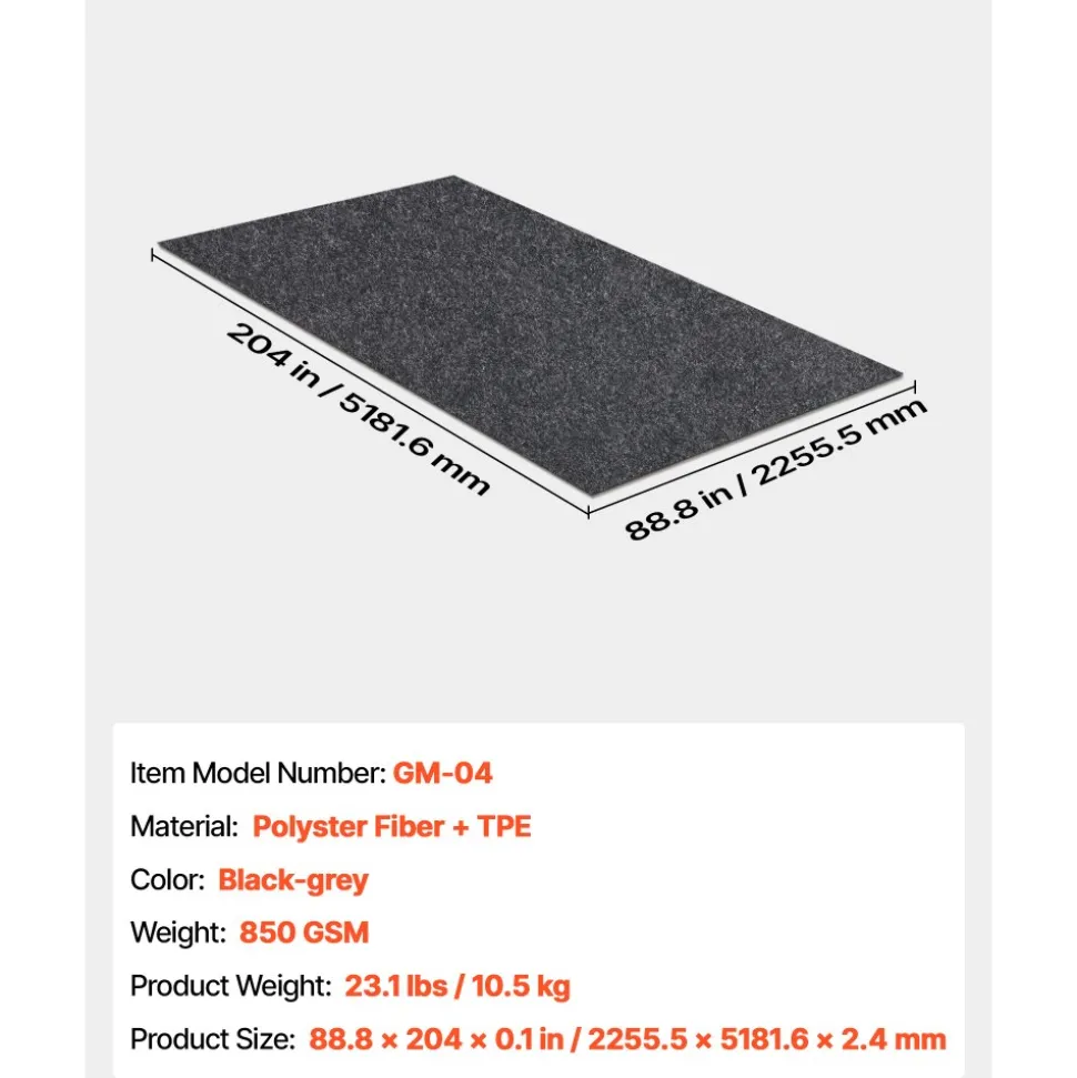 VEVOR Garage Floor Mat, 7.4'x17' Waterproof Protection from Water,Snow, Rain,Mud and Oil for Cars, Non-slip Heavy Duty Containment Mat with TPE Anti-Leak Backing & Easy to Clean & Cuttable