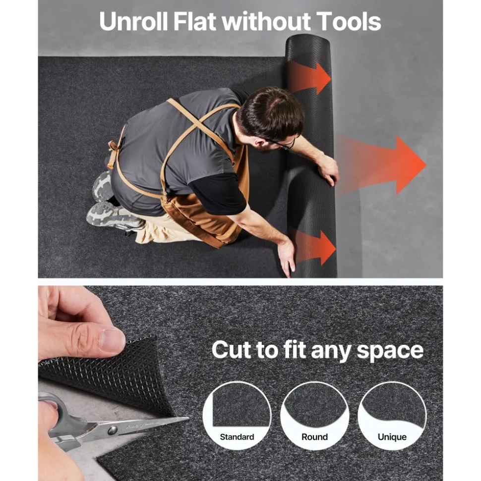 VEVOR Garage Floor Mat, 7.4'x17' Waterproof Protection from Water,Snow, Rain,Mud and Oil for Cars, Non-slip Heavy Duty Containment Mat with TPE Anti-Leak Backing & Easy to Clean & Cuttable