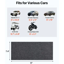 VEVOR Garage Floor Mat, 7.4'x17' Waterproof Protection from Water,Snow, Rain,Mud and Oil for Cars, Non-slip Heavy Duty Containment Mat with TPE Anti-Leak Backing & Easy to Clean & Cuttable