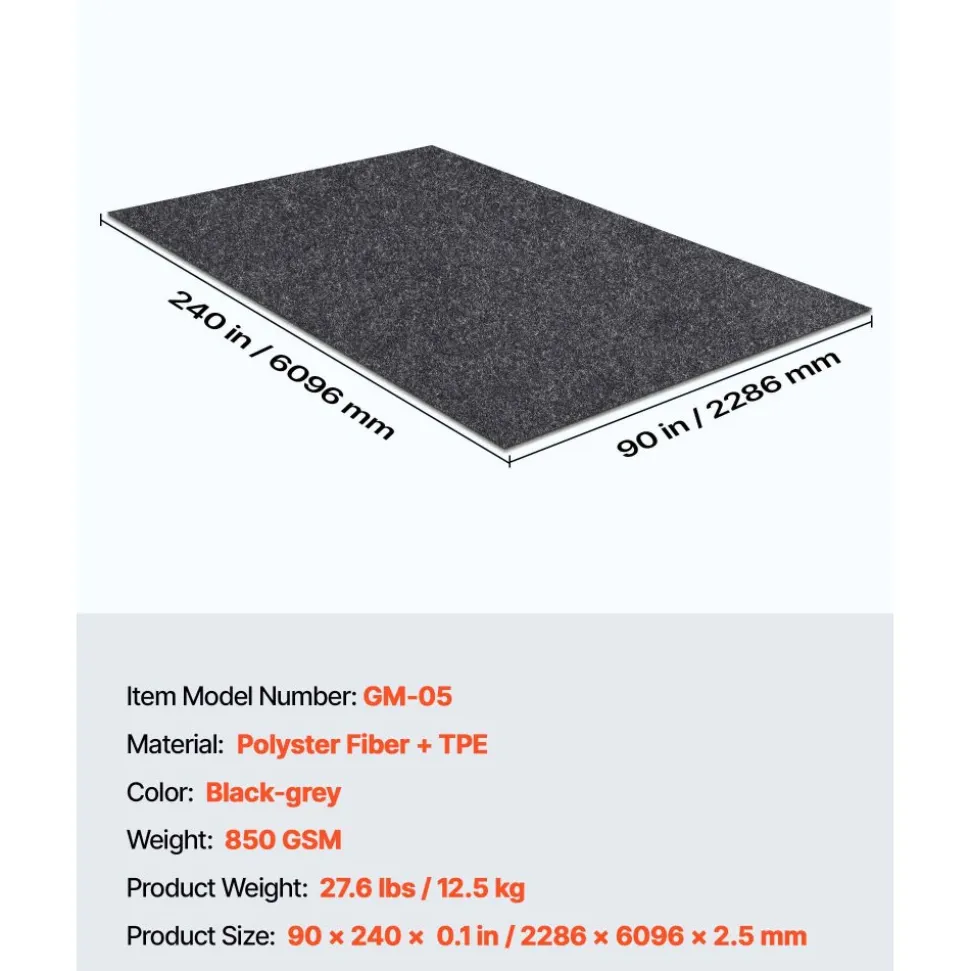 VEVOR Garage Floor Mat, 7.5'x20' Waterproof Protection from Water,Snow, Rain,Mud and Oil for Cars, Non-slip Heavy Duty Containment Mat with TPE Anti-Leak Backing & Easy to Clean & Cuttable