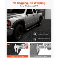 VEVOR Garage Floor Roll, 7.5 x 17 ft Garage Flooring Mat, 2.2 mm Thickened PVC Diamond Plate Floor Protector Mat with Double-sided Tape, Non-Slip, Easy to Clean for Warehouse, Gyms, Trailer, Black