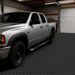VEVOR Garage Floor Roll, 4 x 25 ft Garage Flooring Mat, 3 mm Thickened Rubber Diamond Plate Floor Protector Mat, Non-Slip, Wear-resist, Waterproof, Easy to Clean for Warehouse, Gyms,Trailer, Black