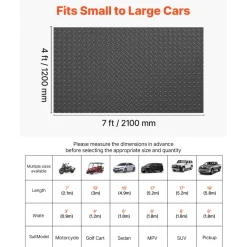 VEVOR Garage Floor Roll, 4 x 7 ft Garage Flooring Mat, 2.2 mm Thickened PVC Diamond Plate Floor Protector Mat with Double-sided Tape, Non-Slip, Easy to Clean for Warehouse, Gyms, Trailer, Black