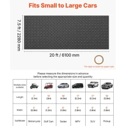 VEVOR Garage Floor Roll, 7.5 x 20 ft Garage Flooring Mat, 2.2 mm Thickened PVC Diamond Plate Floor Protector Mat with Double-sided Tape, Non-Slip, Easy to Clean for Warehouse, Gyms,Silver Gray