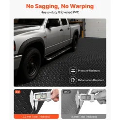 VEVOR Garage Floor Roll, 4 x 10 ft Garage Flooring Mat, 2.2 mm Thickened PVC Diamond Plate Floor Protector Mat with Double-sided Tape, Non-Slip, Easy to Clean for Warehouse, Gyms, Trailer, Black