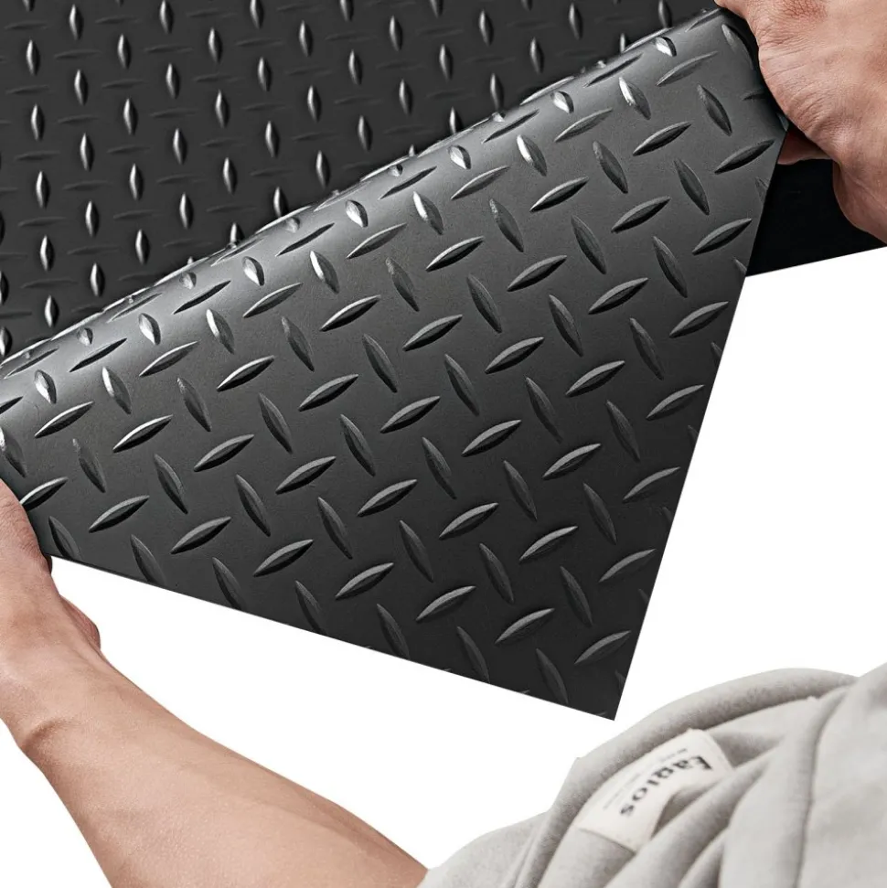 VEVOR Garage Floor Roll, 4 x 20 ft Garage Flooring Mat, 3 mm Thickened Rubber Diamond Plate Floor Protector Mat, Non-Slip, Wear-resist, Waterproof, Easy to Clean for Warehouse, Gyms,Trailer, Black