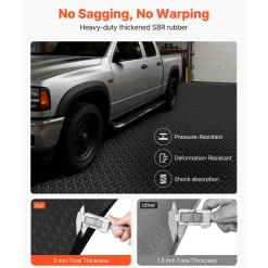 VEVOR Garage Floor Roll, 4 x 20 ft Garage Flooring Mat, 3 mm Thickened Rubber Diamond Plate Floor Protector Mat, Non-Slip, Wear-resist, Waterproof, Easy to Clean for Warehouse, Gyms,Trailer, Black