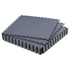 VEVOR Garage Floor Tiles Interlocking, 16 Pack 20.2 x 20.2 x 0.2 in Interlocking Modular Garage Flooring Tiles, Diamond Plate Slip-Resistant PVC Mats for Workshop,Warehouse,Tool Room, Graphite Gray