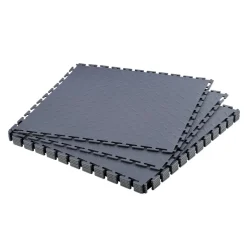 VEVOR Garage Floor Tiles Interlocking, 8 Pack 20.2 x 20.2 x 0.2 in Interlocking Modular Garage Flooring Tiles, Diamond Plate Slip-Resistant PVC Mats for Workshop,Warehouse,Tool Room, Graphite Gray