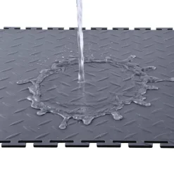VEVOR Garage Floor Tiles Interlocking, 8 Pack 20.2 x 20.2 x 0.2 in Interlocking Modular Garage Flooring Tiles, Diamond Plate Slip-Resistant PVC Mats for Workshop,Warehouse,Tool Room, Graphite Gray