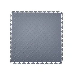 VEVOR Garage Floor Tiles Interlocking, 8 Pack 20.2 x 20.2 x 0.2 in Interlocking Modular Garage Flooring Tiles, Diamond Plate Slip-Resistant PVC Mats for Workshop,Warehouse,Tool Room, Graphite Gray