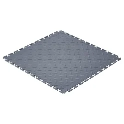 VEVOR Garage Floor Tiles Interlocking, 8 Pack 20.2 x 20.2 x 0.2 in Interlocking Modular Garage Flooring Tiles, Diamond Plate Slip-Resistant PVC Mats for Workshop,Warehouse,Tool Room, Graphite Gray