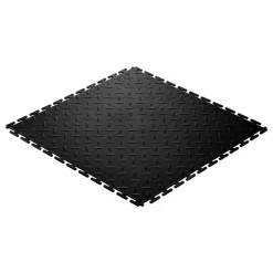 VEVOR Garage Floor Tiles Interlocking, 8 Pack 20.2 x 20.2 x 0.2 in Interlocking Modular Garage Flooring Tiles, Diamond Plate Slip-Resistant PVC Mats for Workshop,Warehouse,Tool Room, Black